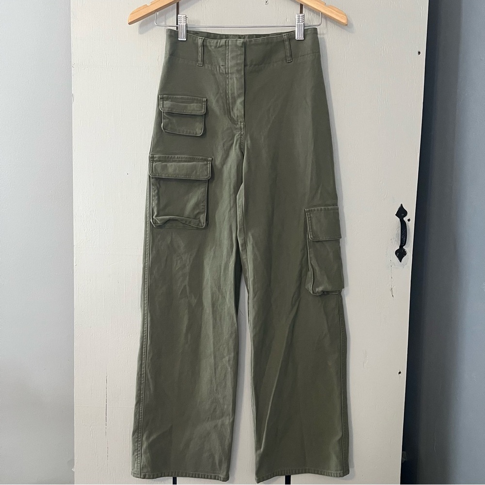 Aritzia Wilfred Free Olive Green Picture Cargo Pants Wide Leg Women's Size 0